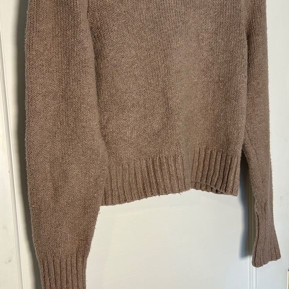 Anthropologie Maeve Crewneck Puff Sleeve Crop Sweater | Dusty Rose | Small - Picture 3 of 9